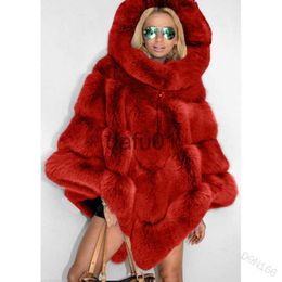 Women's Fur Faux Fur Fashion Warm Winter Faux Fur Hooded Capes Women Faux Mink Fur Cloak Coat Ladies Fluffy Plush Jackets Female Elegant Chic x0907