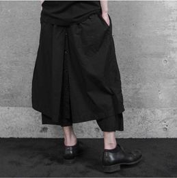 Men's Pants Lace-up Deconstructed Double Layer Cropped Trousers Comfortable Structure Dark Designer Culottes