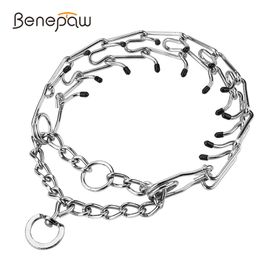 Dog Collars Leashes Benepaw Effective Pinch Training Collar With Comfort Rubber Tips Safe Adjustable Detachable Stainless Steel Pet Prong 230906