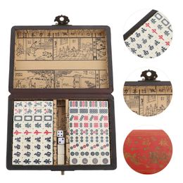 Blocks Majiang Machine Chinese Mahjong Game Portable Kit Plaything Numbered Wood Travel 230907