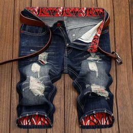 Summer new fashion Pockets Zipper Knee Length men jeans short male tide loose plus size 28 29 30 31 32 33 34 36 38 40 42281g