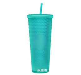 new Many colors 24oz Drinkware Studded Tumbler with Lid and Straw Double Walled Reusable Plastic Tumblers 710ml Matte Iced Coffee Cup Mug