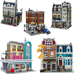 Blocks Creatoring Expert Pet Book Shop Town Hall Downtown Diner Model Moc Modular Building Blocks Bank Cafe Corner Toys Parisian 230906