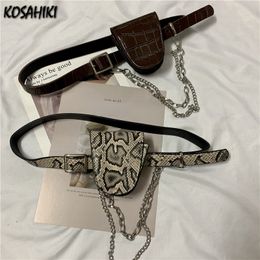 Waist Bags Korean Ins Punk Chain Mini Waist Packs Women Fashion Casual All Match Belt Bag Streetwear Trendy Y2k Aesthetic Crossbody Bags 230907