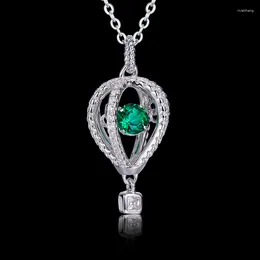 Pendant Necklaces Circular Cultivated Emerald S925 Silver Plated Platinum Necklace 0.52CT