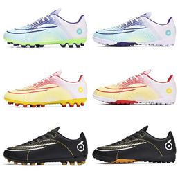 Kids Professional Football Boots Youth Mens AG TF Soccer Shoes Black Yellow Blue Children's Anti Slip Training Shoes For Boys Girls