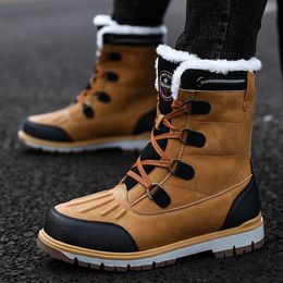 Boots Winter Men Boots High-top Cotton Shoes Waterproof Non-slip Outdoor Leather Cashmere Men's Snow Boots Warm Casual Shoes 230907