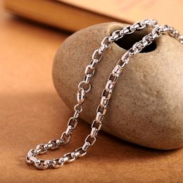 Chains Unibabe S925 Sterling Silver Retro Ellipse Circle Necklace Man Woman Thai Personality Chain Necklave Jewellery