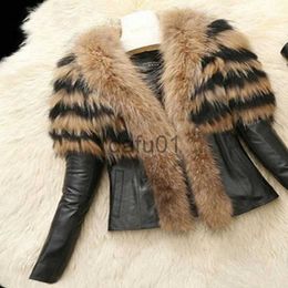 Women's Fur Faux Fur TPJB Autumn Winter Women's Faux Fur Coat Jacket Female Slim Fit PU Leather Fur Coats Fluffy Outerwear Jackets Plus Size S-6XL x0907