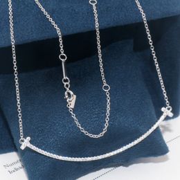 European and American fashion s925 sterling silver necklace with diamond studded smiley face lines, collarbone chain, simple jewelry