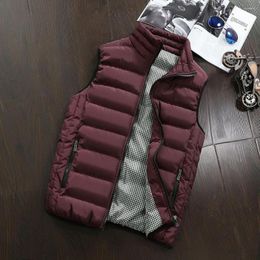 Men's Vests Winter Warm Vest Cozy Men Stylish Waterproof Sleeveless Jacket With Zipper Pocket Design Solid Color