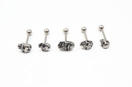 Labret Lip Piercing Jewellery 14g 50pcs Free shippment Body PUNK EMO Skull Head Langue Tongue Ring Bar Nipple Sheild Barbells 230906