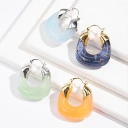 Hoop Earrings Trendy Multicolor Transparent Resin Round Circle Twisted For Women Elegant Thick Statement Jewellery