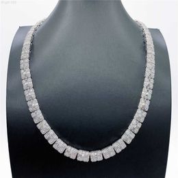 Moissanite -inställning pläterad 925 smycken ut silver baguette pendent halsband VVS helt guldkedjan halsband iced ffgff