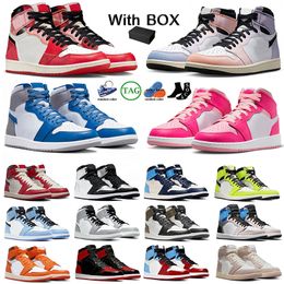 Jumpman 1 Mens Basketball Shoes 1s With Box Spider-Verse Ts Plaomino Dark Mocha Lost and Found Starfish Fierce Pink Stain Bred Patent Phantom OG Sneakers