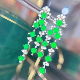 Dangle Earrings 2023HN Fine Jewellery 18K Gold Green Emerald 6.96ct Gemstones Diamonds Female Drop For Women