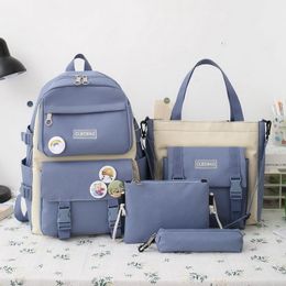 Backpacks 4 Pcs Set Kawaii Backpack For Student School Bags For Teenager Girls Schoolbag Book Bags Pencil Case Women Travel Backpack Tote 230906