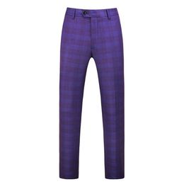 Men's Suits & Blazers Gwenhwyfar Purple Plaid Men Suit Pants Spring Male Dress Business Office Resistant Big Size Classic Tro155B