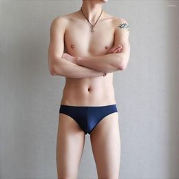 Underpants Men'S Low Rise Triangle Pants Briefs Ice Silk Underwear Solid Fashion Sexy Summer Cool Trendy