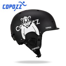 Ski Helmets COPOZZ Ski helmet Cartoons Halfcovered Antiimpact Safety Helmet Cycling Ski Snowboard Sports Helmet For Adult and Kids 230907