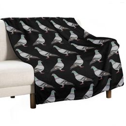 Blankets Pigeon Walk 2023 Black Background Throw Blanket Cute Plaid Sofa Large Flannel Fabric