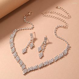 Necklace Earrings Set Rhinestone Necklaces Bride For Women Prom Wedding Dress Choker Bridal Jewelry Accessories