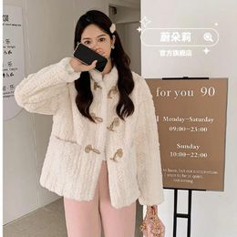 Women's Fur Sweet Faux Coat Women Fall Winter Korean Fashion Stand Collar Soft Jacket Female Elegant Thick Keep Warm Outwear Coats Y2k