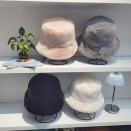 Europe and the United States autumn and winter imitation fur plush fisherman hat warm and thick pot hat fashion trend female hat in