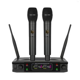Microphones Karaoke Cordless Microphone System Dual Mics Receiver Has Individual Volume Control For Each Professional Black