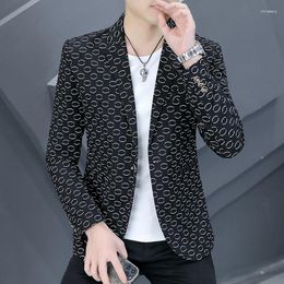 Men's Suits Fashion Trend Print Men Blazer Jacket Design Spring Autumn Stylish Casual Male Slim Fit Suit Coat