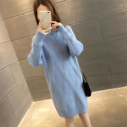 Women's Sweaters Fashion 2023 Women Autumn Winter Long Knitted Sweater Pullovers Dress Casual Korean Clothes Female Loose Knit