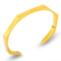 Bangle Punk Cool Square Cuff Bracelets Manchette Fashion Jewellery Geometry Open For Men Titanuim Steel Gold-Color Bangles