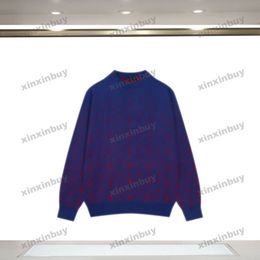 xinxinbuy Men designer Hoodie Sweatshirt 23ss Paris Gradient Letter Jacquard pattern long sleeve cotton women green Black khaki M-2XL