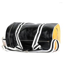 Duffel Bags Travel Luggage Bag With Independent Shoes Storage Women Fitness PU Leather Printing Basketball Training