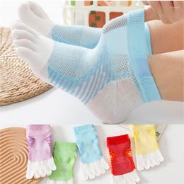 Women Socks 5 Pairs Fashion Happy Sport With Toes Summer Mesh Breathable Cotton Ankle Toe Red White Five Finger Short Sock