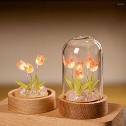 Night Lights LED Tulip Flower Table Lamp Bedside Light Battery Operated DIY Material Package Wedding Anniversary Supplies Home Ornament