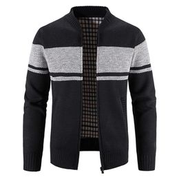 Mens Sweaters Autumn Cardigan Fashion Slim Knitted Sweatercoats Casual Patchwork Men Zipper Knitting Jacket Coat 230906