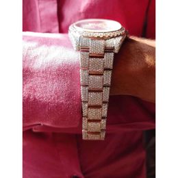 Orologio da uomo con diamanti Moissanite ghiacciato, orologio con quadrante romano Hip Hop arcobaleno, automatico di lusso JFHW0Q1P
