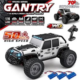 ElectricRC Car 16103 50kmh 116 Fast Rc Off Road 4WD with LED Headlights 24G Waterproof Remote Control Monster Truck for Adults and Kids 230906