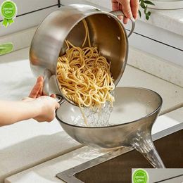 Fruit Vegetable Tools Strainer Bowl Drainer Kitchen Funnel Rice Pasta Vegetable Washing Colander Draining Food Baskets Drop Delivery Dhzni