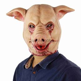 Party Masks Halloween Latex Pig Head Mask Scary animal mask Haunted House party Holiday dress up props x0907