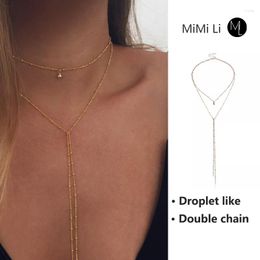 Chains Metal Long Necklace Water Droplets Pendant Clavicle Neck Chain Tassel Circular Bead Pearl Appointment Dress Up Gift