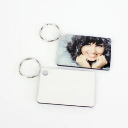 Sublimation Blank Keychain Home use MDF Square Wooden Pendant Thermal Transfer DIY Keychains Custom Ring A037854700 ZZ