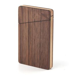 Business Card Files Personalized Wooden Case Portable Solid Wood Pocket Men Women Casual Holder Organizer 230907