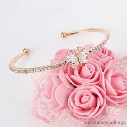 Charm Bracelets Luxury Butterfly Cuff Bangle Bracelets for Women Fashion Rhinestone Bracelets with Gift Box Girls Jewellery R230907