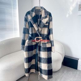 23FW Designer Winter Fur Trench Coat Woman Wool Blends Classic Letters Overcoat Casual Loose Outerwear Woolen Windbreak Coats High Quality