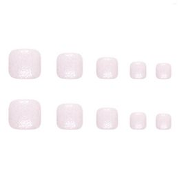 False Nails Full Glitter Setting Pink Fake Toenails Long Lasting Safe Material Waterproof For Fingernail DIY Decoration