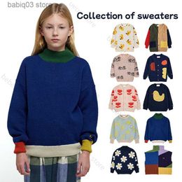 Hoodies Sweatshirts Spot! Children's sweater 23 fall/winter BC girls cartoon color-block pullover cardigan boy's V-neck knit T230907