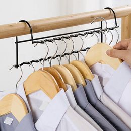 Hangers Wrought Iron Double Layer Dislocation Hanger Space-Saving Household Storageclothes Towel Bracket Storage Rack