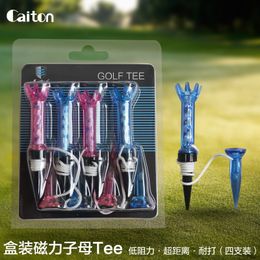 Golf Tees 1box 4pcs golf tees 80mm 360 Degree plastic tee Original package Golf Ball Holder Magnetic Step Down tee Outdoor Accessories 230907